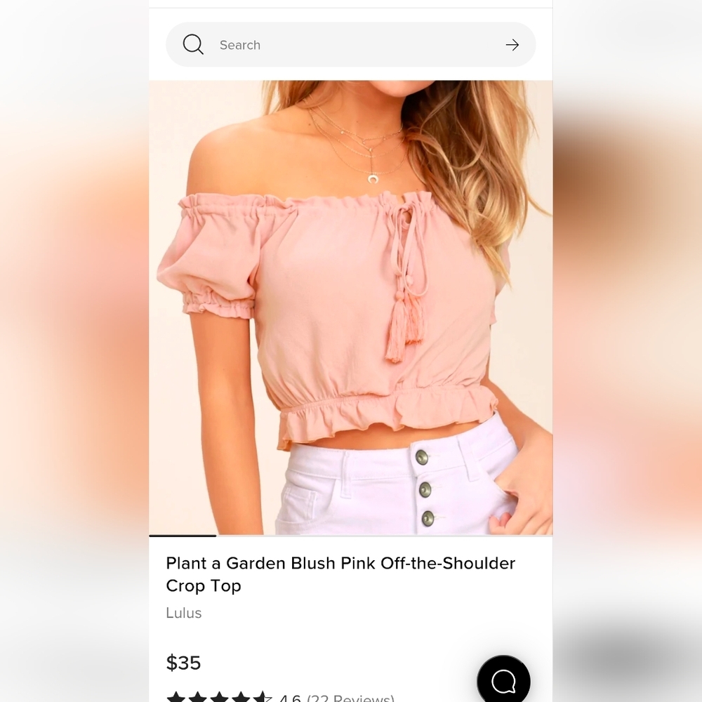 Lulu's Blush Pink Off-the-Shoulder Tassel Crop Top